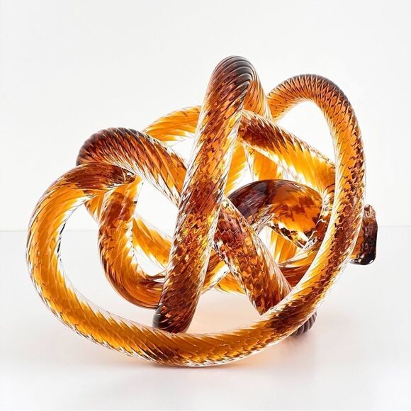 Vintage Hand BlownGlass Rope Knot Art Glass Sculpture 